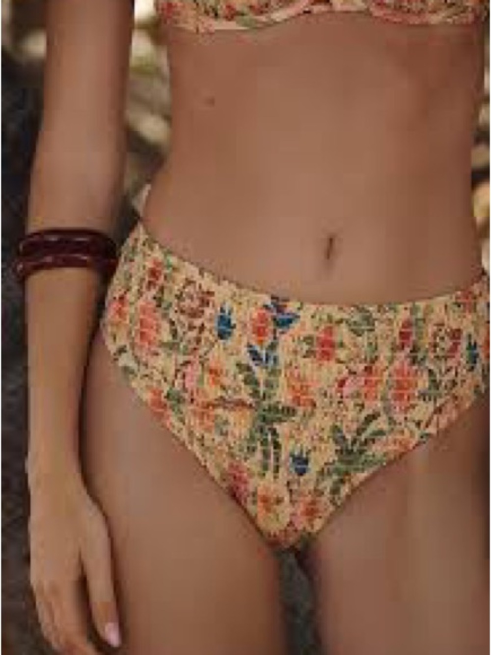 Farm Rio smocked floral bikini bottoms